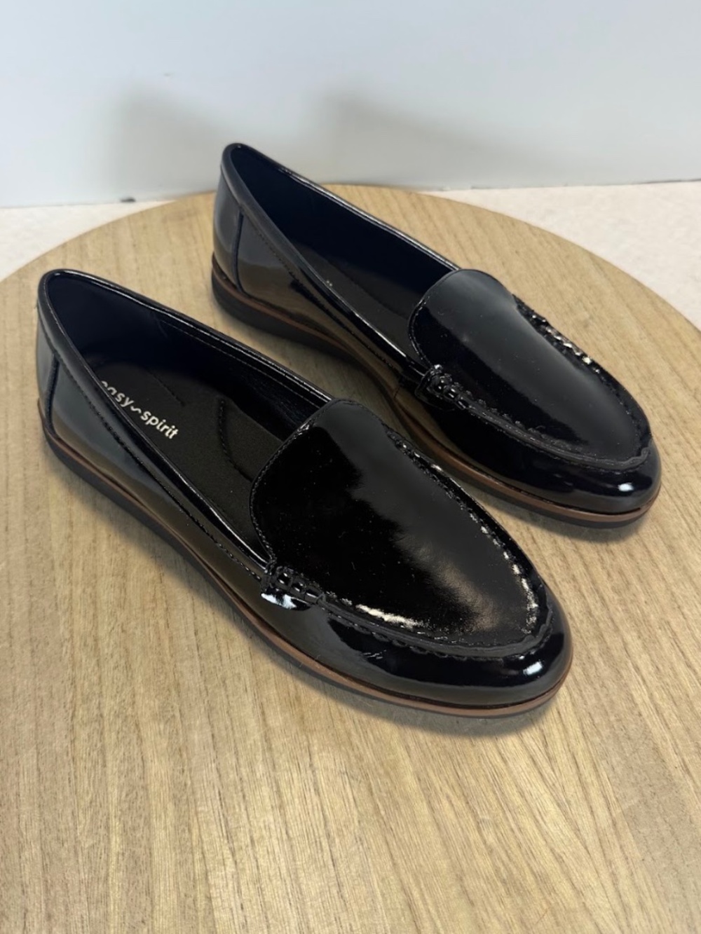 Easy Spirit Seshutter Womens 7M Black Patent Leather Loafers Comfort Slip On
